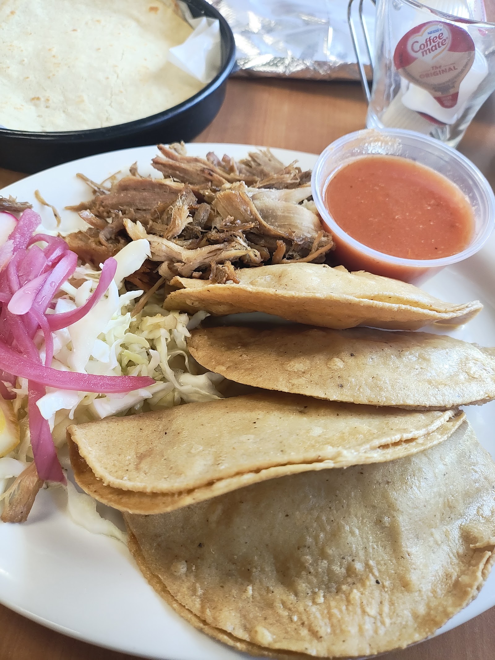 Fresh tortillas and salsa at La Unica Birotes